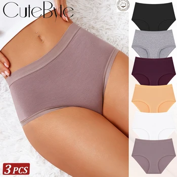 3Pcs/Set Women Cotton Briefs Seamless High Waist Breathable Underwear Female Stretch Comfortable Lingerie New solid color Panty 1