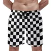 Black Checkerboard Board Shorts Classic Black and White Checker Beach Shorts Hot Males Cute Customs Swim Trunks Plus Size 1