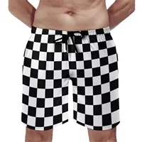 Black Checkerboard Board Shorts Classic Black and White Checker Beach Shorts Hot Males Cute Customs Swim Trunks Plus Size 1