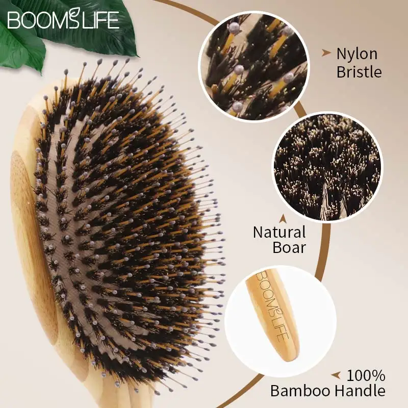 Boar Bristle Hair Brush Women Wood Bamboo HairBrush Professional Curly Airbag Scalp Brush Comb Hair Beauty Care Salon Tools hair comb,curly hair brush,hair styling tools,hair brush comb