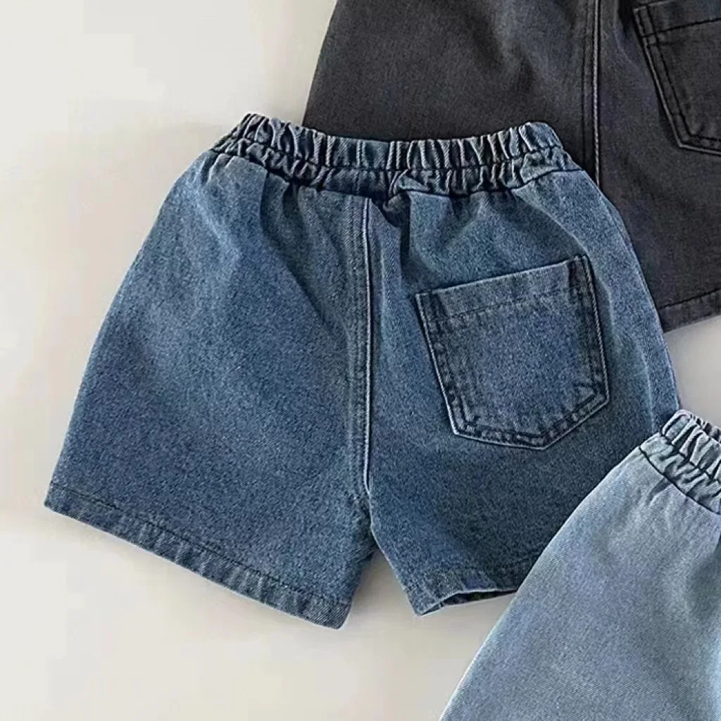 Summer Baby Denim Shorts Solid Boys Girls Pocket Pants Infant