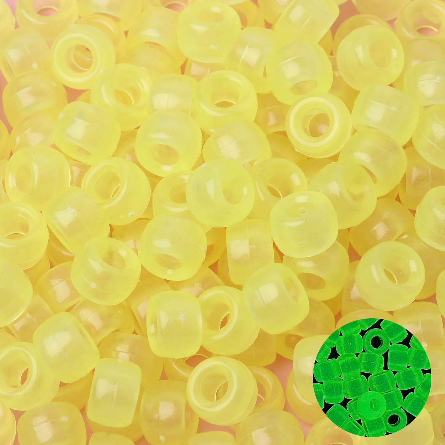 Set of 100 Luminous Acrylic Pony Beads – Large Hole Spacer Beads for DIY Crafts, Jewelry, Bracelets, and Hair Accessories