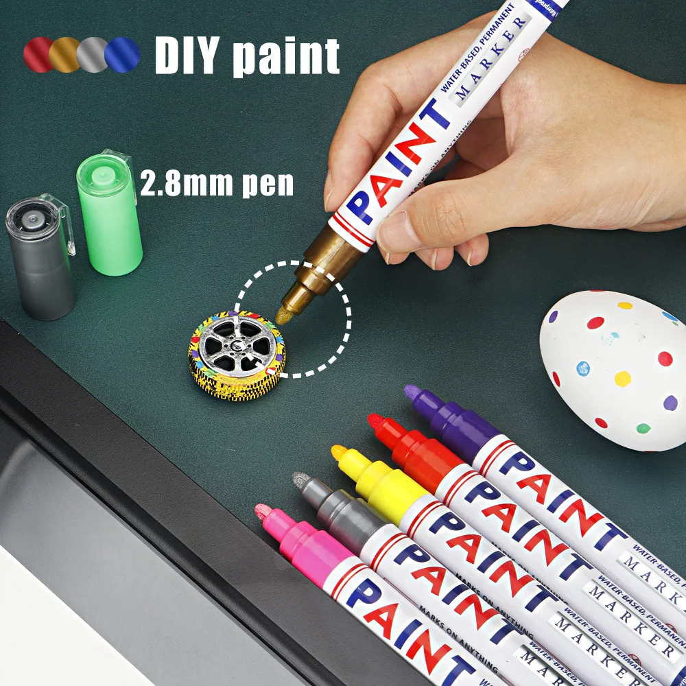 Vibrant Waterproof Permanent Paint Marker Pen - 12 Color Set