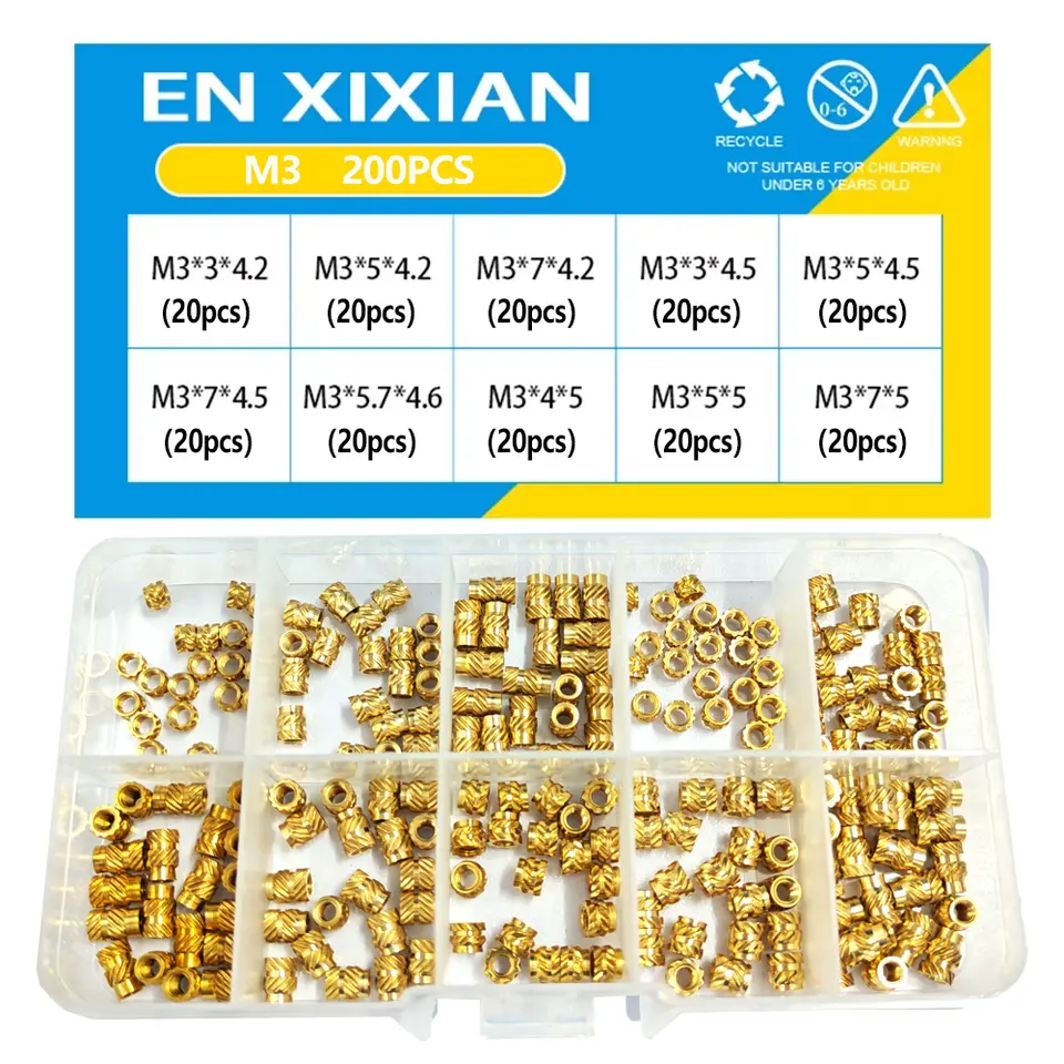M2 M2.5 M3 M4 M5 M6 Brass Heat Set Insert Nut Hot Melt Knurled Threaded Inserts for 3d Print Embedment Copper Nut Assortment Kit image 12
