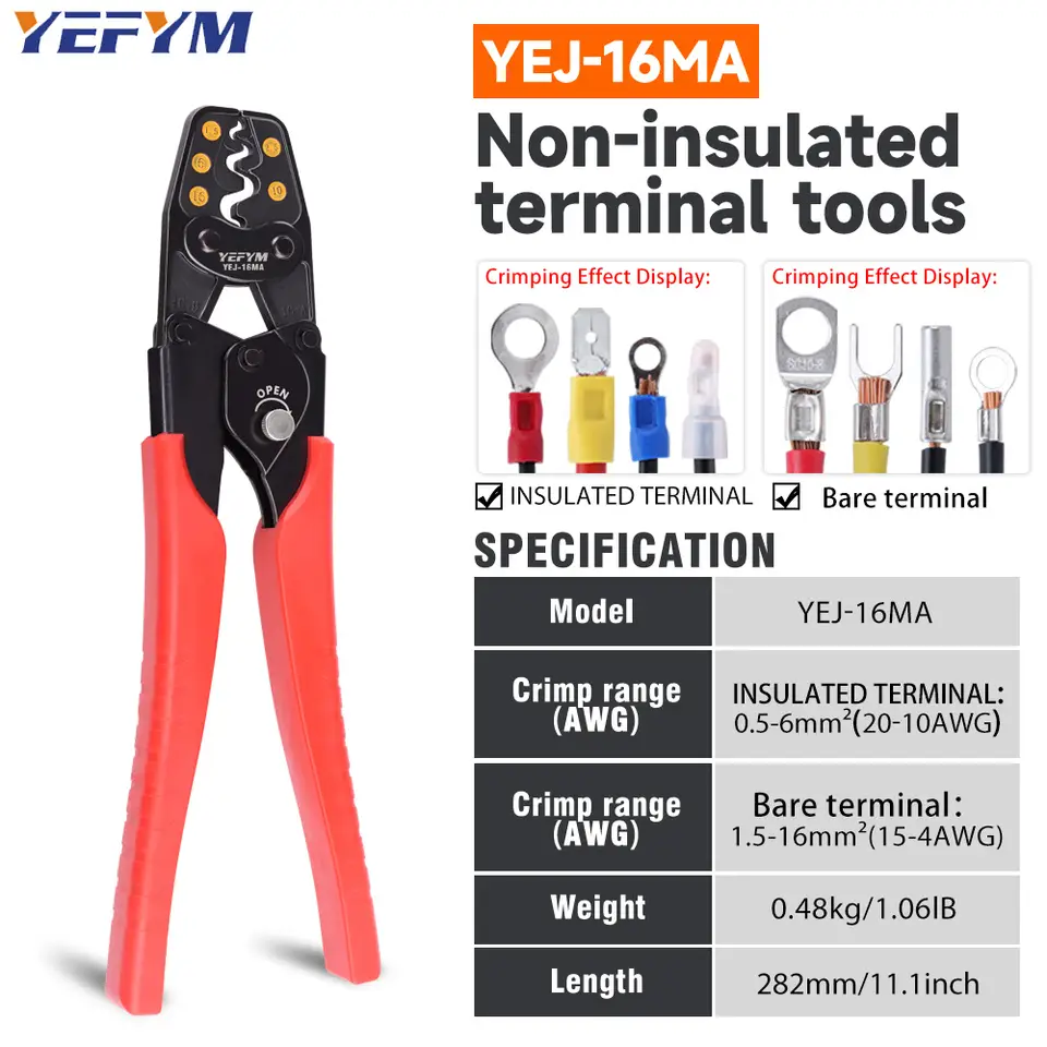 Insulated Terminals & Non-Insulated Terminals Cold Crimping Pliers Multifunctional Ratchet Crimping Tool Model image 4