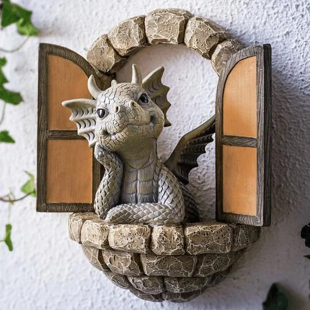 Aranyos Kis Sárkány Dinoszaurusz Meditációs Olvasó Könyv Szobrászat Figurák Kerti Dekoráció Gyanta Dísz Kültéri - Image 6