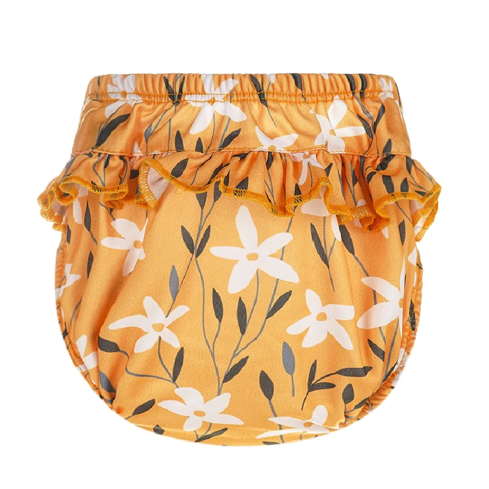 HappyFlute New Print 3Sizes 6-25Kg Soft Waterproof Swimming Pants Flower Wavy Edge Baby Girl's Printed Cloth Diaper Beach Pants waterproof diapers cloth diapers swim diaper