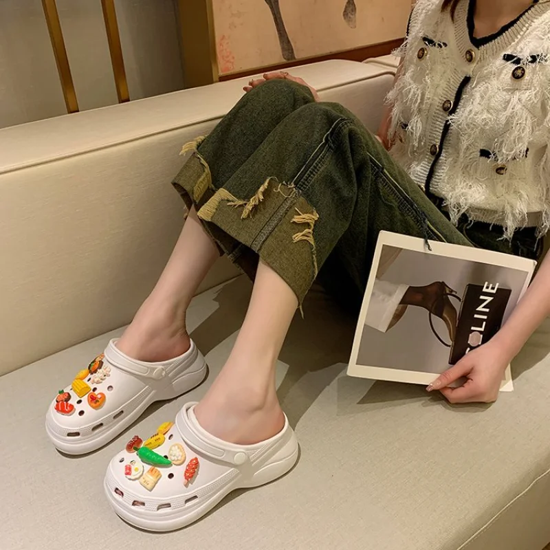 

Женская обувь, новинка 2023, базовые женские тапочки с ремешком на пятке, элегантные милые пляжные тапочки принцессы, женская обувь с поролоновой подошвой для дам