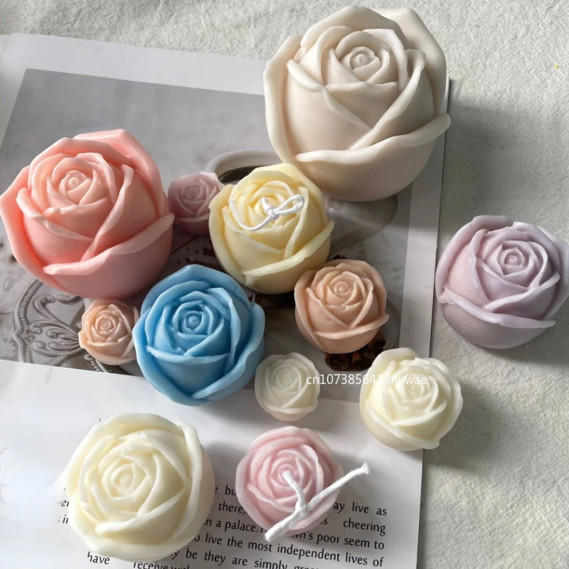 Food Grade Rose Flower Silicone Mold Handmade Aromatherapy Candle Mold DIY Clay Resin Plaster Mold Ice Cube Chocolate Cake Molds