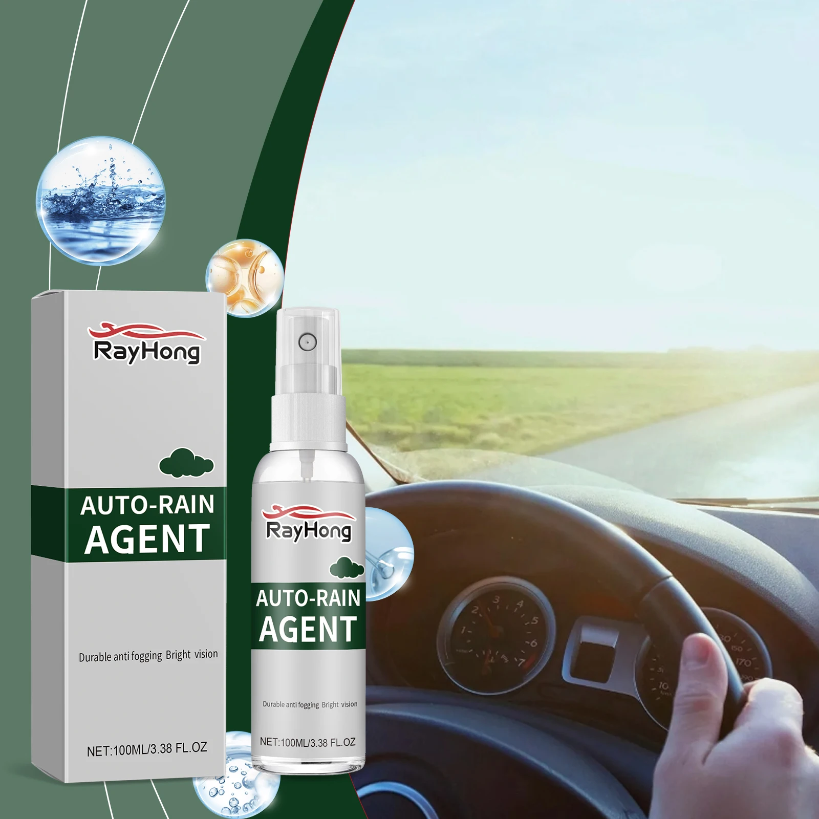 Car Glass Anti Fog Spray, Defogger,Waterproof No Fog Glasses Spray Windshield Glass Spray Cleaner Truck Glasses SUV, Screens ﻿