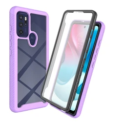 Clear Shockproof Protective Case with Built-in Screen Protector and TPU Bumper for G60 G40 Fusion (Purple)