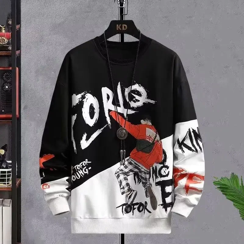 thumbnail image 1 of Camiseta para hombre estampada cuello redondo sudaderas holgadas hombre jerseys poliéster una pieza talla S ropa original emo 2024 social, 1 of 5
