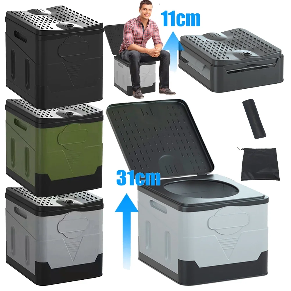 Movable Toilet Portable Outdoor Folding Toilet Strong Bearing Capacity Reusable Trash Can Camping Self-driving Travel folding toilet