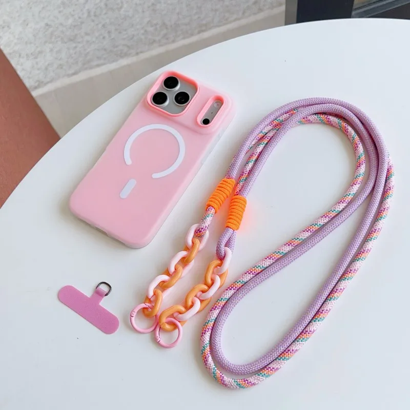 Magnetic Shockproof Candy Crossbody Lanyard Case with Braided Neck Strap