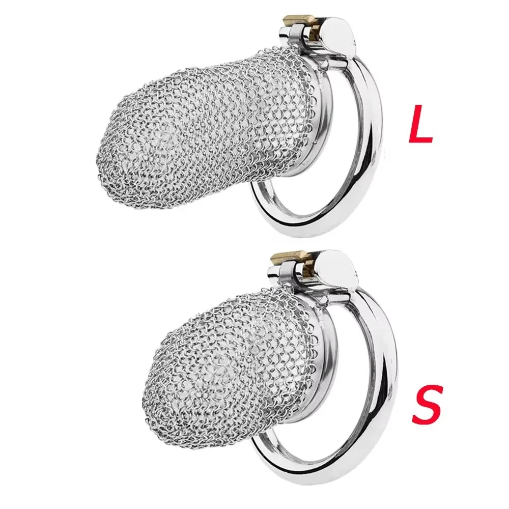 Stainless Steel Mesh Male Chastity Cage Smooth and Light Soft Armor Penis Urethral Lock Fetish Restrain Adult Sex Toys for Men