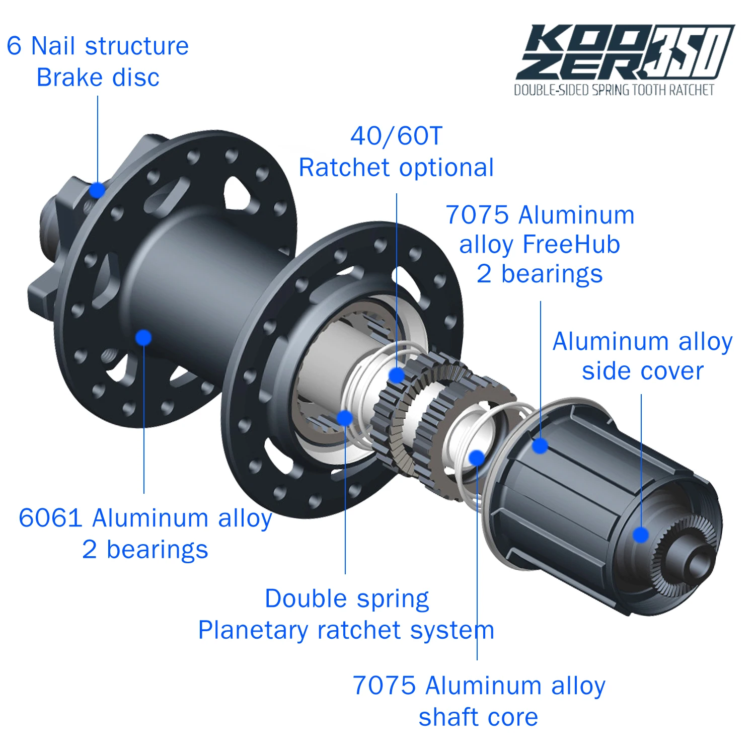 コマたろう出品　11/12 Koozer 350 Boost 40T/60T Ratchet Bicycle Hub 11–12 Speed HG