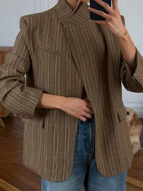 Nouvelle Robe Courte Femme Chic à Col en V, Patchwork et Volants, Manches Longues Bouffantes, Coupe Slim, Boutonnage Simple 1