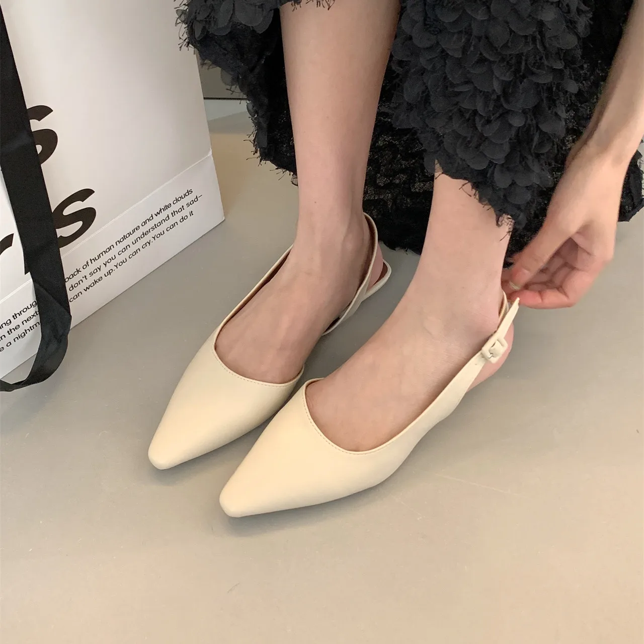 Bailamos Flat Sandals Shallow Slip On Women Slingback Shoes Soft Casual Ladies Sandal Flat Heel Outdoor Dress Mules
