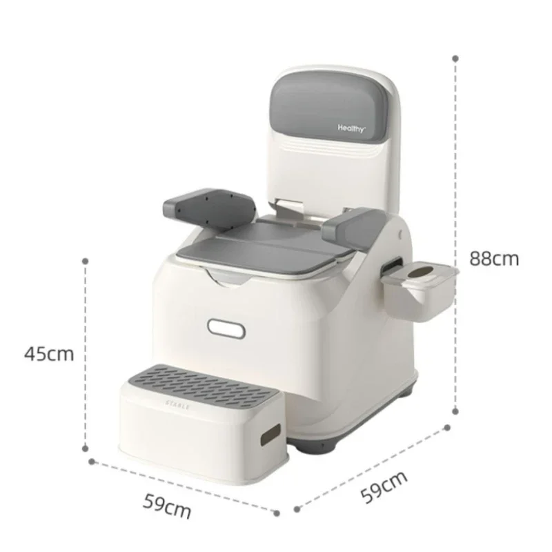 Antirollover Elderly Commode Toilet Chair With Night Lamp Rotatable Armrest Leather Backrest For Mobility And Comfort In Home 6