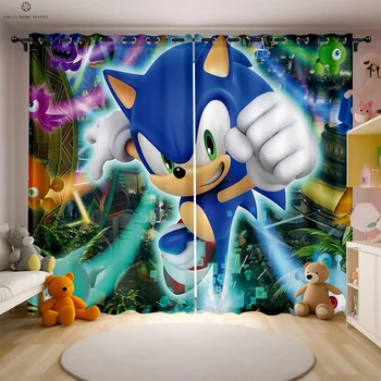 Cartoon Printed Curtains for Kids, Children's Room Decoration, Cute Gifts, Home Decoration, Can Be Customized, 2 Pieces