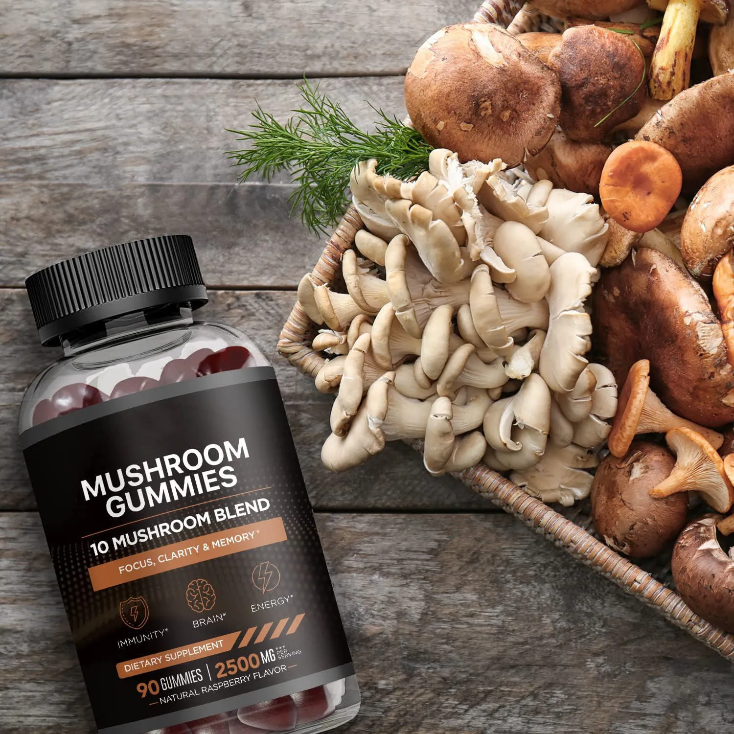 90 Pills 2500mg Mushroom Soft Candy Helps Immune Support Improve Energy