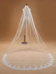 Elegant 3M Lace Edge Cathedral Wedding Veil in White Ivory (White)