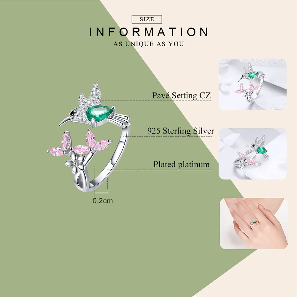 Silver Ring 925 Sterling Adjustable Flower Bee For Women Wedding