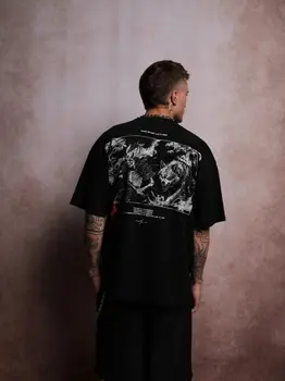 T-Shirt da Uomo Hip Hop Streetwear con Grafica Anime, Abbigliamento Sportivo Scuro per Palestra, Fitness, Bodybuilding, Club, Maglietta a Maniche Corte, Taglia USA