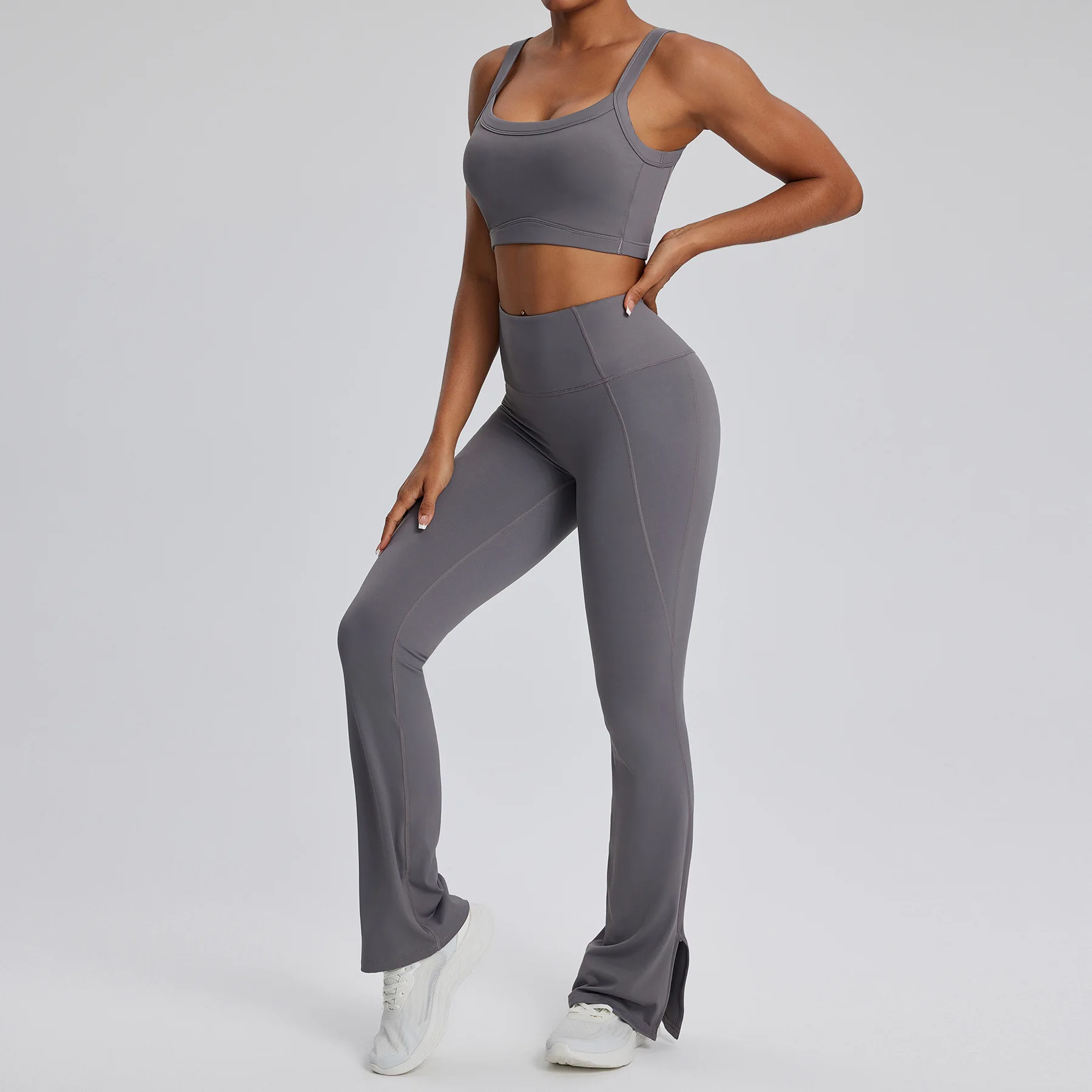 Women Tracksuit Yoga Set Zipper Long 2
