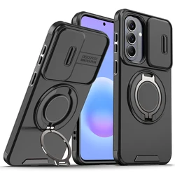 Enhanced Magnetic Bracket Holder Case with Sliding Camera Protection Cover - Galaxy A27 (Black)