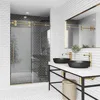 Adjustable Frameless Sliding Shower Door with Clear Tempered Glass, Matte Gold, 56-60 in. W x 74 in. H,  Shower Door 4