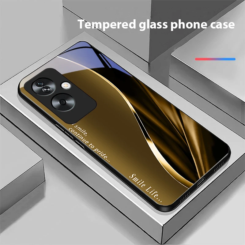 New Soft Brown Red Tempered Glass Black Phone Case