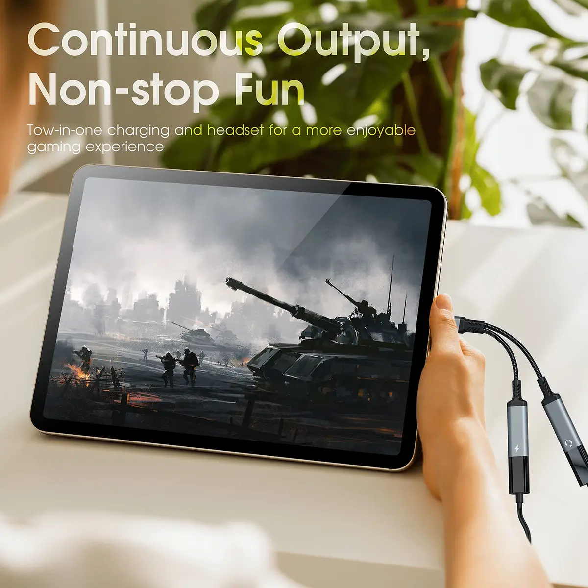 OTG 2 IN 1 USB C Splitter to Dual Type USB C Headphone Jack Audio Adapter PD 60W Fast Charger for Samsung Huawei iPhone15 Xiaomi — view 5