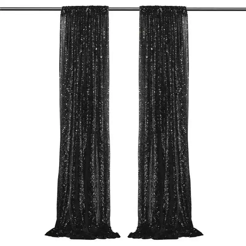 

Black Sequin Backdrop Curtains Panels, Photography Backdrop, Glitter Fabric, Christmas, Wedding Party, 2x8ft