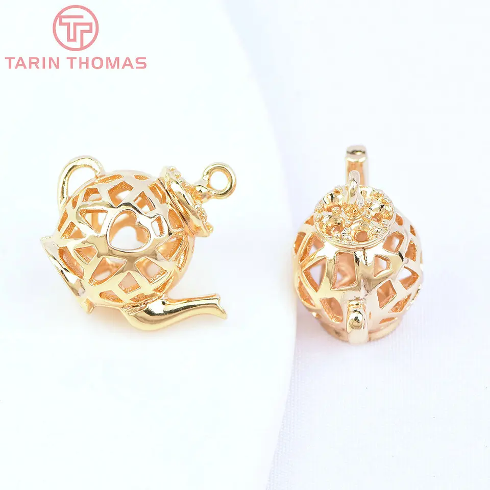 Charms pour théière en plaqué or 24 carats, breloques en or de la collection Tea Time, lot de 3