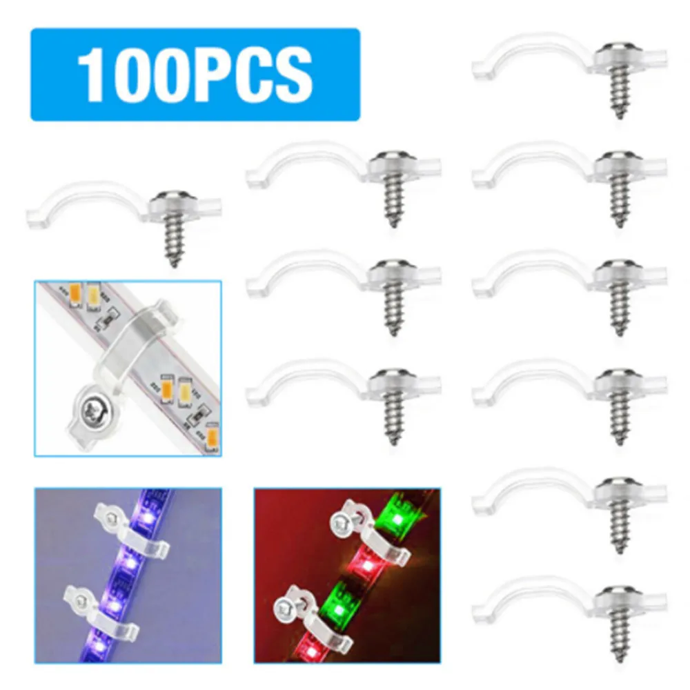 

100Pcs LED Light Strip Mounting Bracket Silicone Fixing Clip For 3528 / 5050 / 5630 / 3014 RGB LED Light Stripincluding Screws