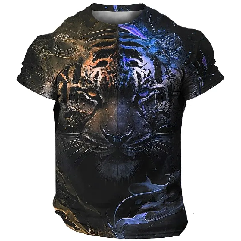 Men's Tiger Stripe T-shirt Animal Fur Pattern Shirt -  Israel