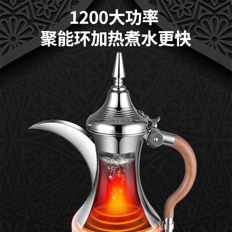1200w 0.8L 304Stainless Steel Arab Electric Kettle Furnace Heat Preservation Tea Maker Water Boiler 220V 3