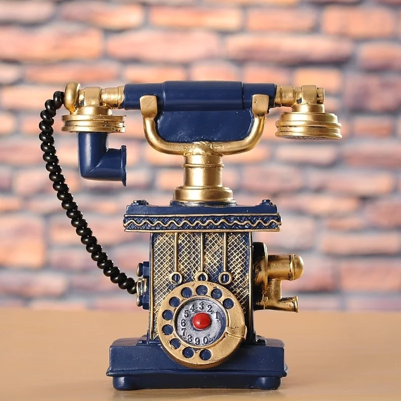 Retro Resin Crafts Piggy Bank Creative Home Decoration European Telephone Decoration Piggy Bank