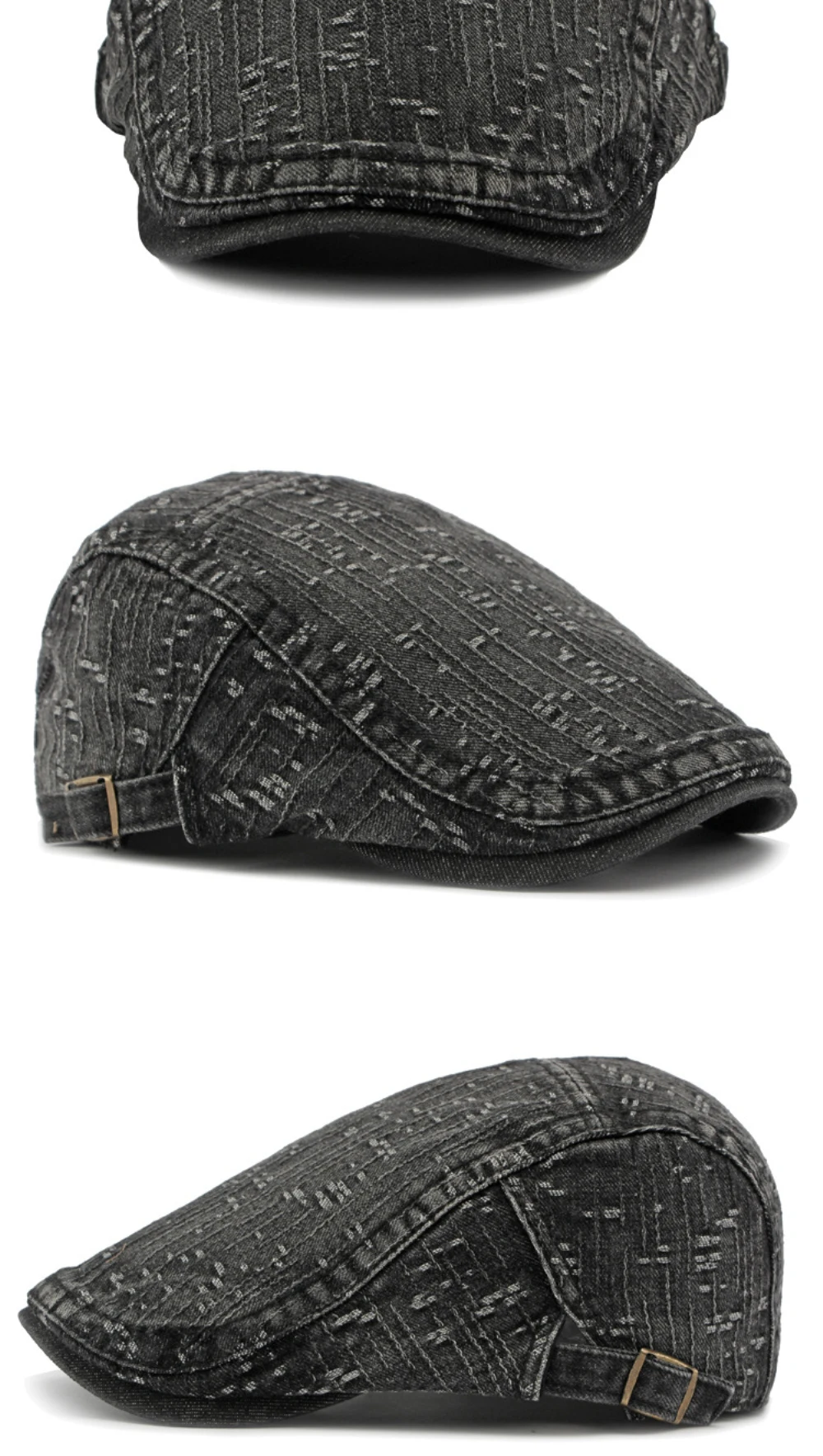 HT4389 Herren- und Damen-Baskenmützen für Frühling, Sommer und Herbst, Denim-Kappe, Künstler-Mütze, Unisex Ivy Flat Cap, Verstellbare Baskenmützen – Detail 8