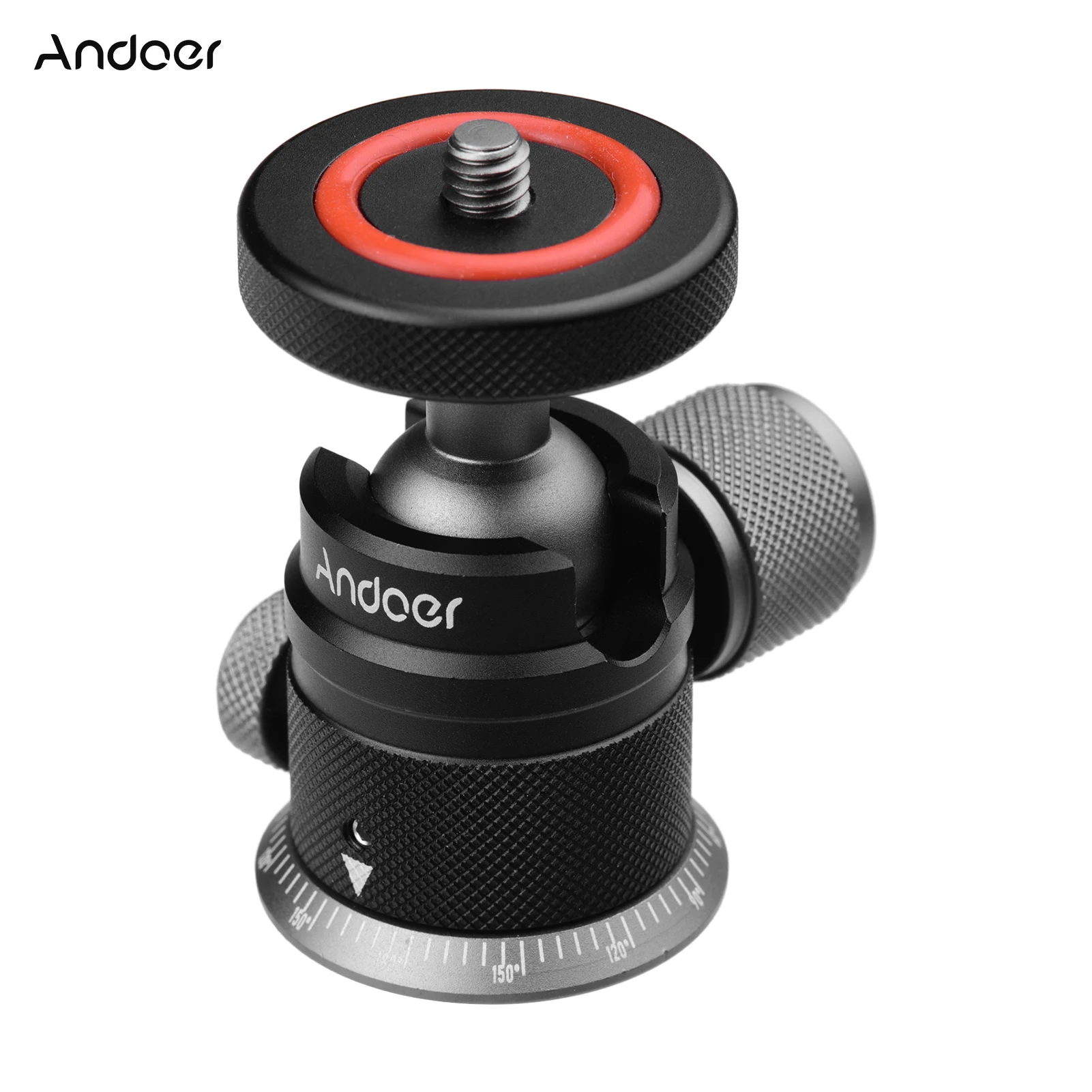 Andoer 알루미늄 합금 삼각대 볼 헤드 마운트 파노라마 360 °   미러리스 카메라용 스케일 베이스 범용 1/4 장착형 회전