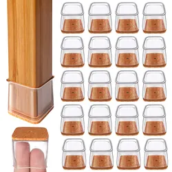 Clear Silicone Felt Floor Protectors - Square Chair Leg Caps (24 - Pack) for Scratch - Free Hardwood Floors (Square 24Pcs)