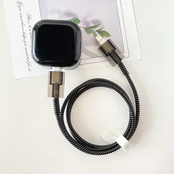 Vibrant Macaron Tone Cable Protector Set for USB Charger and Cord Management (Black)