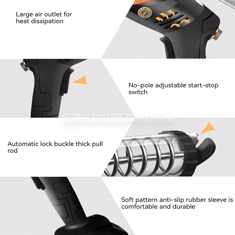 12000 Psi 충전식 전기 버터 건, 24V 완전 자동 오일 인젝터, 리튬 배터리, 휴대용 무선 자동차 그리스