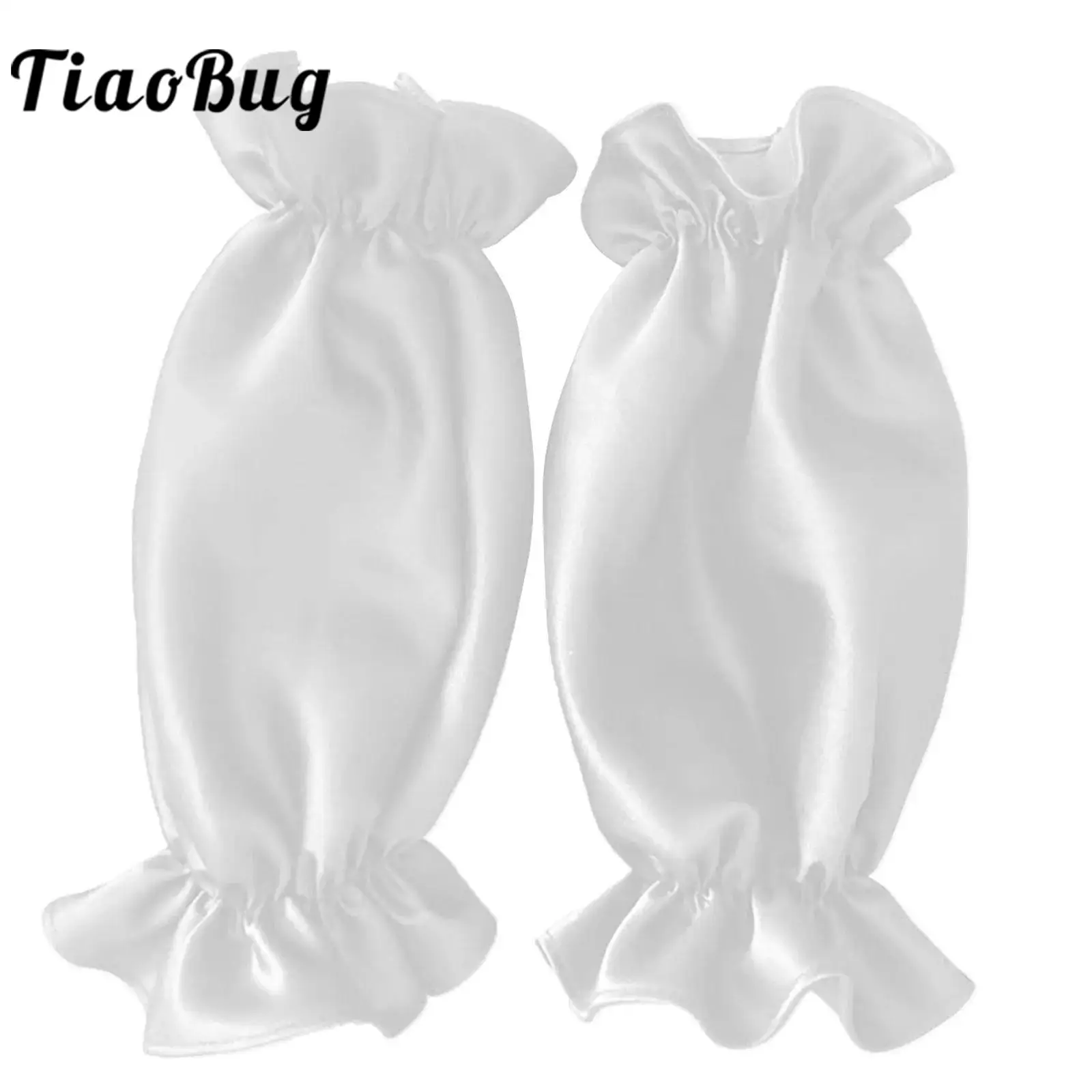 Fashion Bridal Gloves 1 Pair Satin Ruffle Puff Blossom Sleeves Women Arm Cover Gloves for Evening Wedding Party Dress Accessory