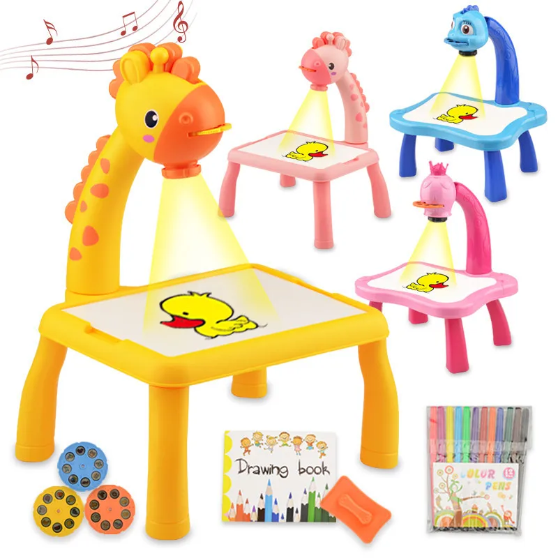 Children Led Projector Art Drawing Table Toys Kids Painting Board Desk Arts Crafts Educational Learning Paint Tools Toy for Girl 3