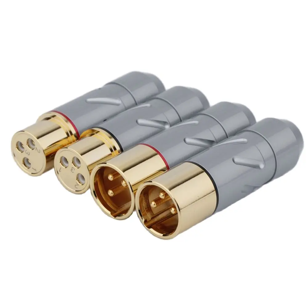 

Monosaudio 99.998% pure copper XLR Connector Plug 24K 5U Gold plated Audio Cable Balance 3Pin Hifi Audio MIC Balance Connector