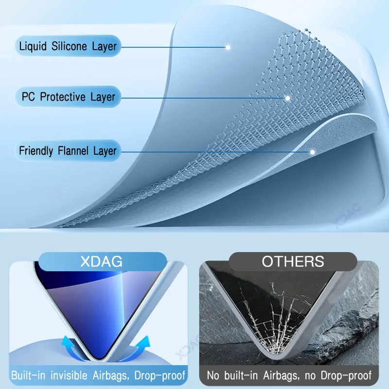 جراب هاتف سيليكون سائل مربع ، حقيبة ناعمة ببطانة م...