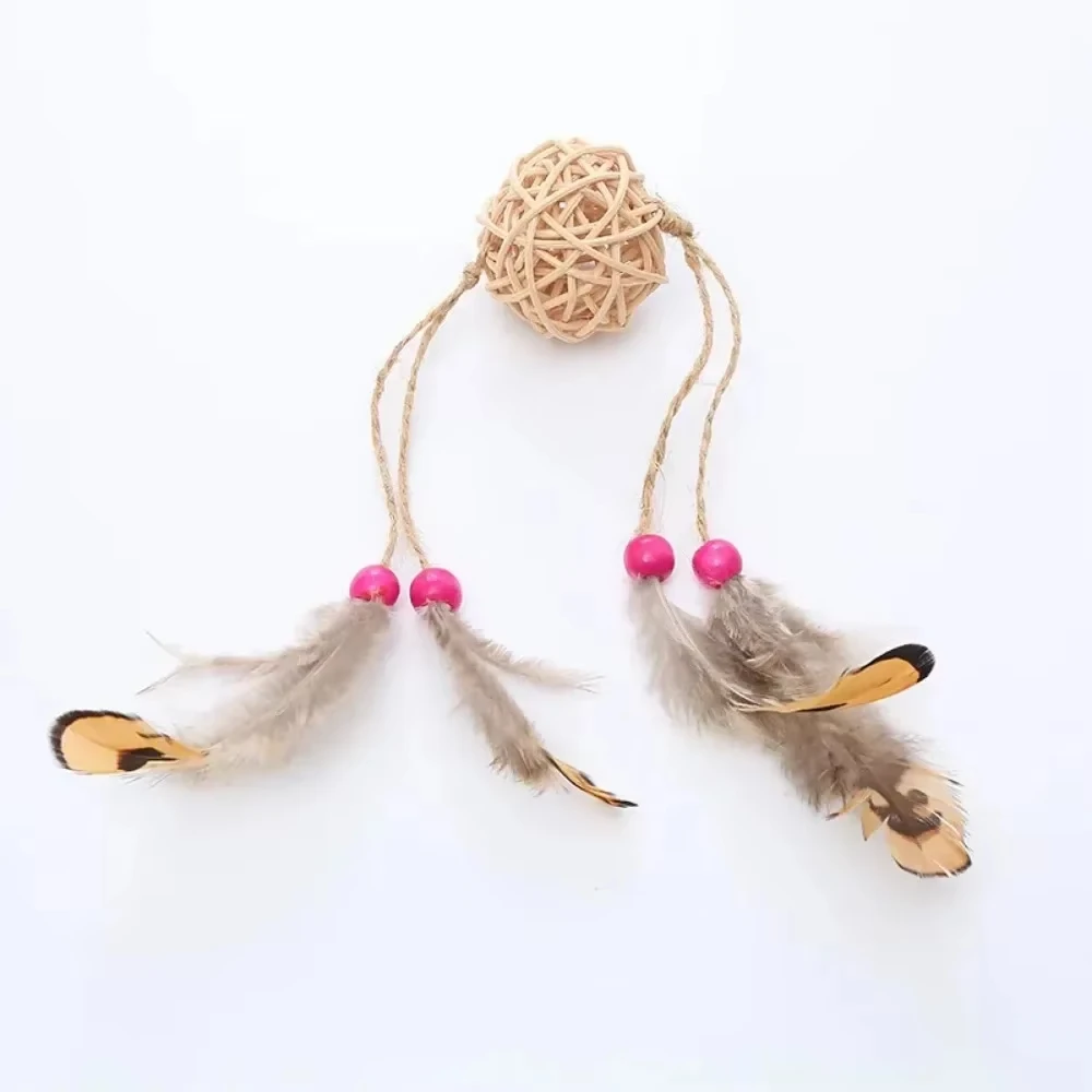 Rattan Ball Toy with Feathers, Which Can Keep Cats Entertained and Relieve Their Boredom.cat Toys Toys for Cats
