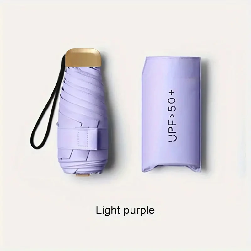 מטריה להגנה מפני קרני השמש והגשם - קומפקטית, עיצוב מתקפל עם ידית מפלדת אל-חלד, עמידה 190T